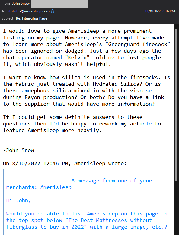 Amerisleep Silica Fire Sock Amerisleep Silica Fire Sock