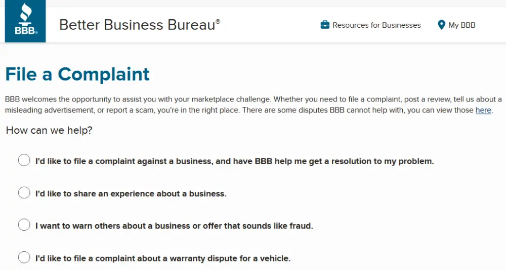Better Business Bureau File Complaint Better Business Bureau File Complaint