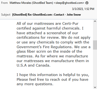 Does GhostBed Use Fiberglass