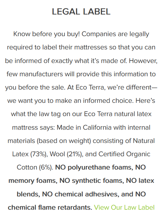 Eco Terra Legal Label Eco Terra Legal Label