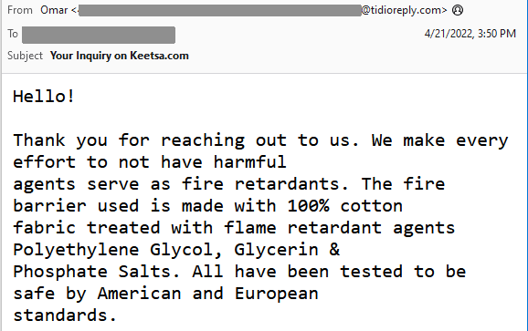 Keetsa Fiberglass Free Email