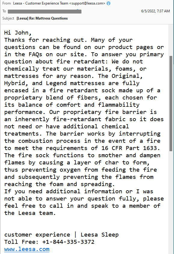 Leesa Fiberglass Email Reply Leesa Fiberglass Email Reply