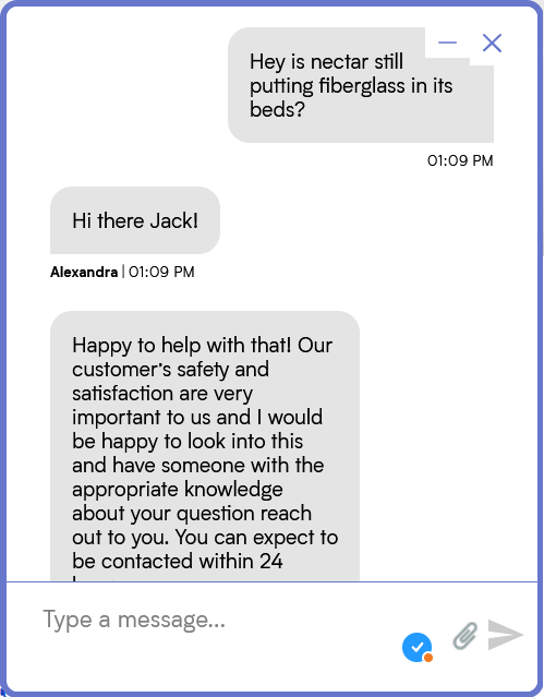 Nectar Chat Avoiding Fiberglass Questions Nectar Chat Avoiding Fiberglass Questions