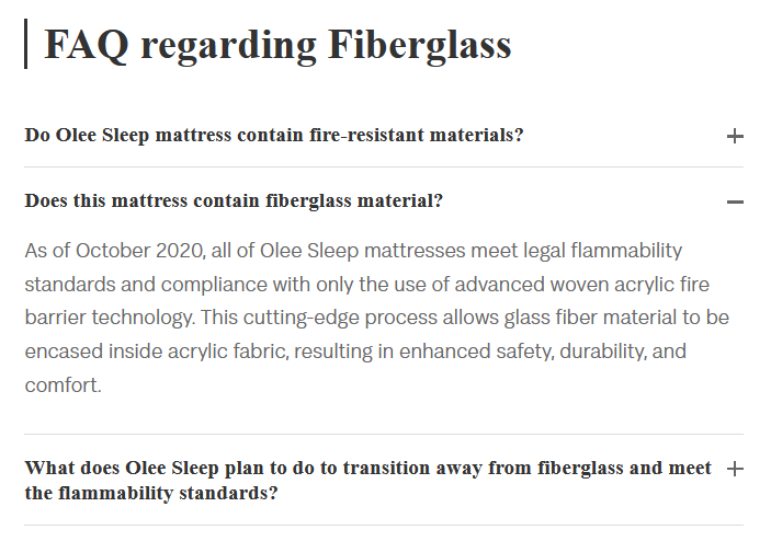 Olee Sleep Fiberglass FAQ