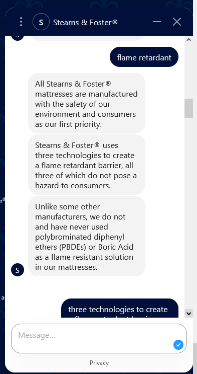 Stearns and Foster three technologies flame barrier