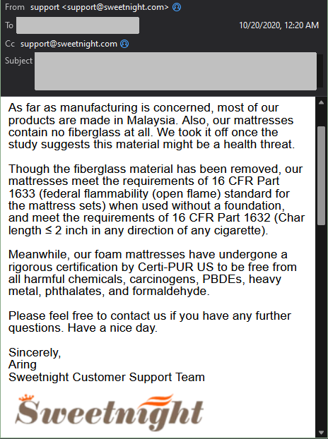 SweetNight FiberglassFree Lie 2020